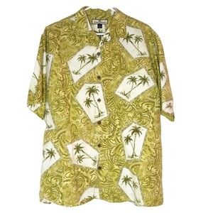 Tommy Bahama 100% Silk Hawaiian Palm Paisley Floral Short Sleeve Shirt Mens Med